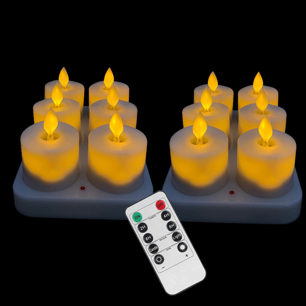 Rechargeable Candles Flameless Flickering Votive Candles,Realistic Moving Wick LED Fake Tealight with Remote & Timer and Charging Base for Decoration Parties, Weddings, Bar, Family, Dinner(Set of 12) Rechargeable Candles Set of 12 - PawsPlanet Australia