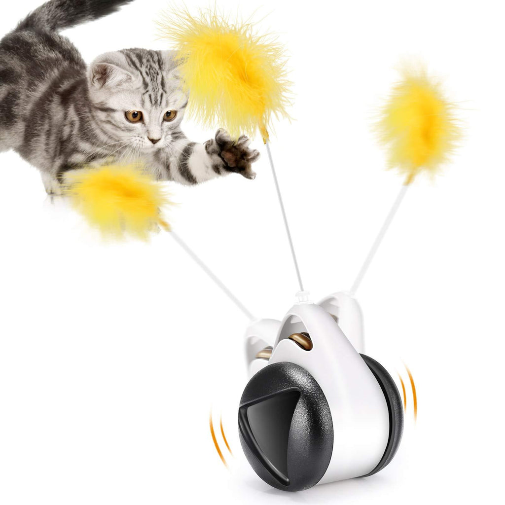 [Australia] - DXCEL Cat Toys for Indoor Cats, Interactive Cat Toy Balance Swing Car Cat Chase Toys with Feather and Catnip for Cats Entertainment Hunting Exercise, Bells Included 