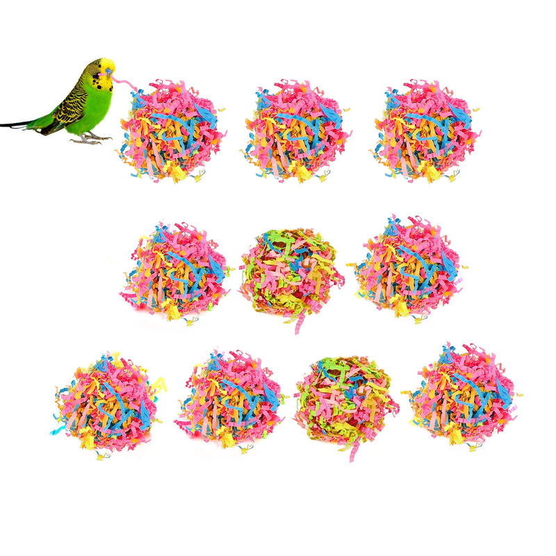 [Australia] - Noryika 1.97 inch Rattan Balls Birds Toy, [10 - Pack] Bird Chew Toys, Wicker Bird Balls, Bird Cage DIY Accessories, Rattan Balls with Shredded Paper for Bird Chewing Small Animals Playing, Colorful 