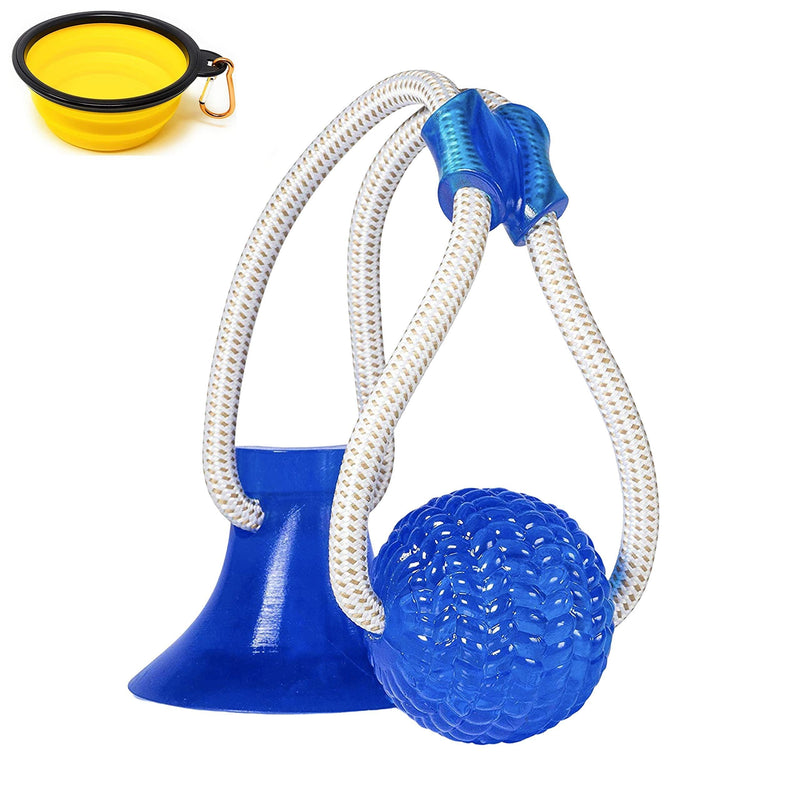 [Australia] - Suction Cup Dog Toy, Small to Medium Dog Toys, Dog Tug Toy, Self-Playing Rubber Toy with Suction Cup for Chewing Puppy Teething Treats for Teeth Cleaning, Dog Pull Toy, Interactive Toy Bonus Dog Bowl 