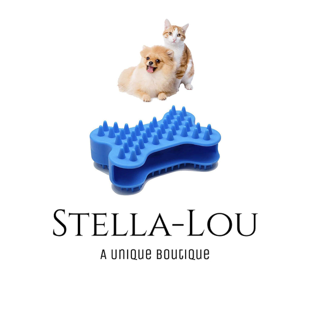 [Australia] - Stella-Lou Grooming Brush Dog or Cat Pet Brush for Shedding, Shampooing and Grooming Bone Shaped Silicone Dog Glove for Washing Pet Hair Comb for Matted Hair 