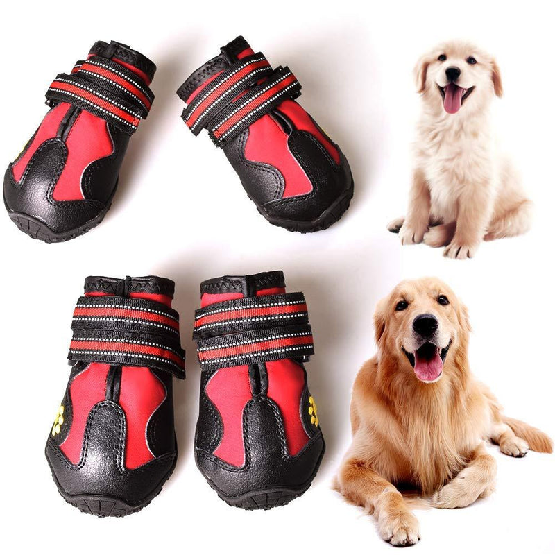 [Australia] - CovertSafe Dog Boots for Dogs Non-Slip, Waterproof Dog Booties for Outdoor, Dog Shoes for Medium to Large Dogs 4Pcs with Reflective Velcro Rugged Sole Black-Red Size 2:（2.4''x1.6'')(L*W) for 14-27 lbs 