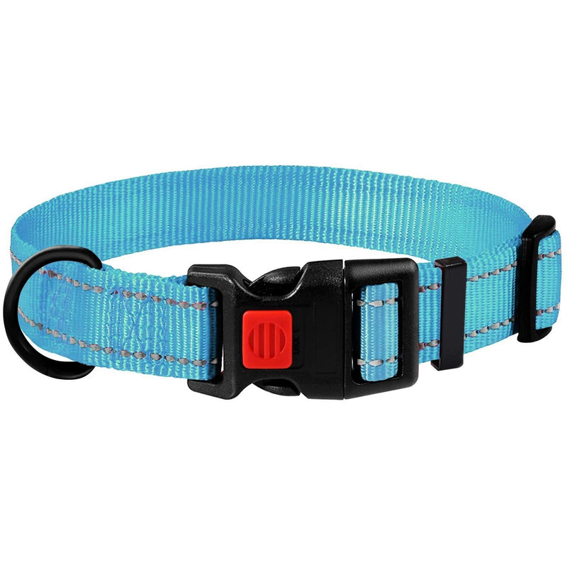 [Australia] - CBBPET Dog Collar for Large Dogs Small Medium Reflective Dog Collars,Soft Nylon Pet Collars Adjustable for Dogs Girl,Sky Blue 