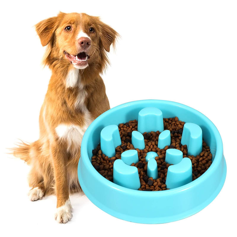 [Australia] - KASBAH Slow Feeder Dog Bowl, Anti-Gulping Dog Bowl Bloat Stop Water Dog Bowl for Small/Medium Dogs one size A-Blue 