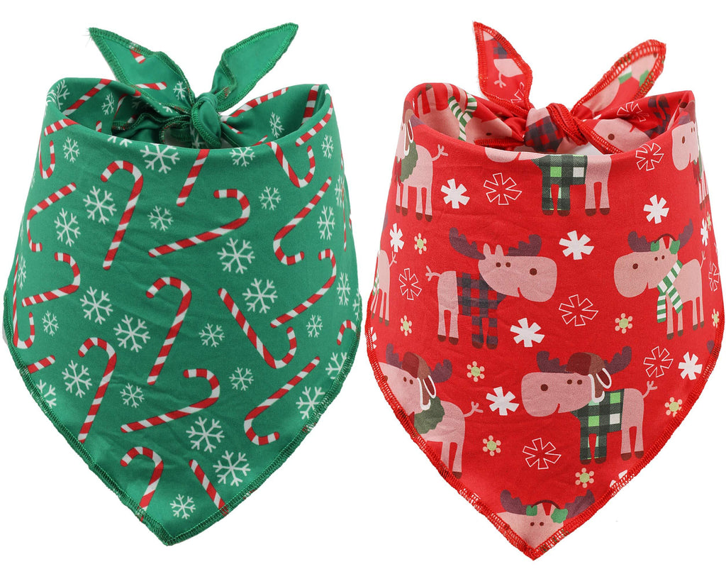 [Australia] - BoomBone 2 Pack Christmas Bandana for Dogs,Triangle Bibs Pet Scarf for Dogs S 