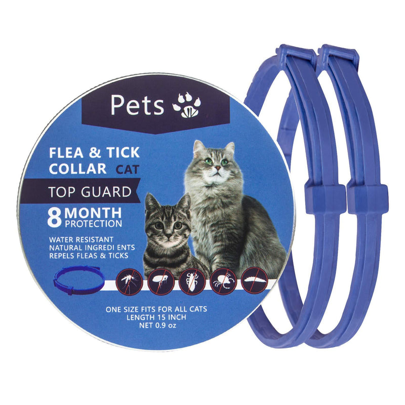 [Australia] - Petsvv 2 Pack Flea Collar for Cats with Flea Comb, Cats Flea and Tick Control with Adjustable Design Natural Ingredients Waterproof - 8 Months Protection 