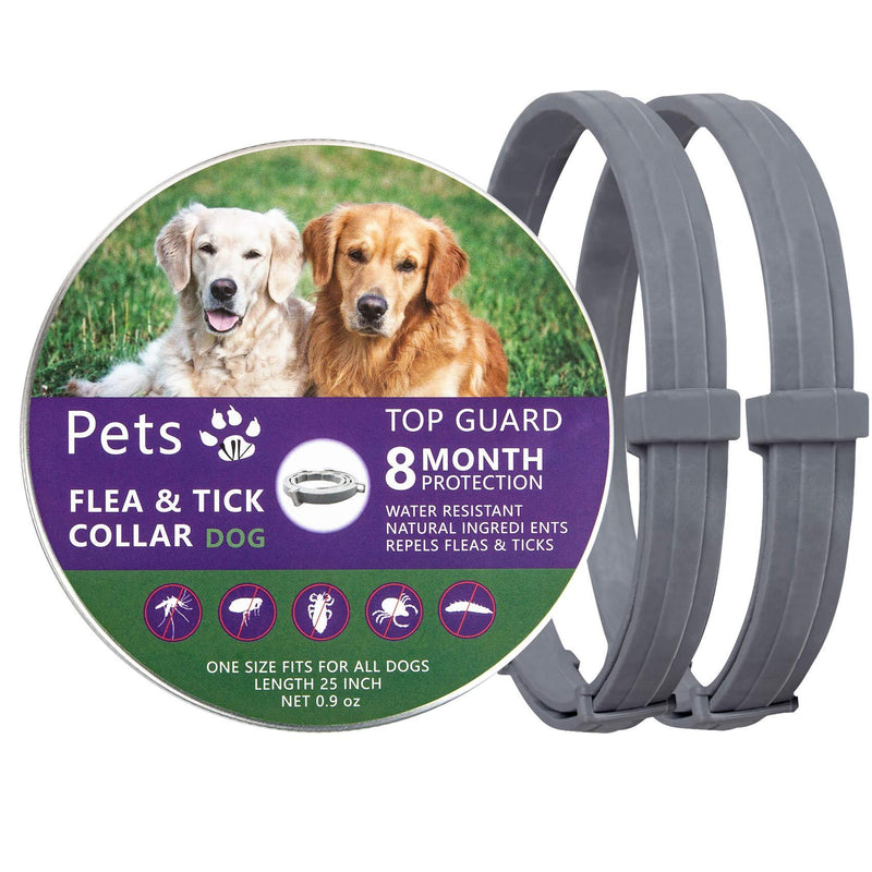 Pets vv 2 Pack Flea and Tick Collar for Dogs, Allergy Prevention to Flea Collar for Dogs Small and Large, 8 Months Protection, Adjustable & Waterproof, 25 inch - PawsPlanet Australia