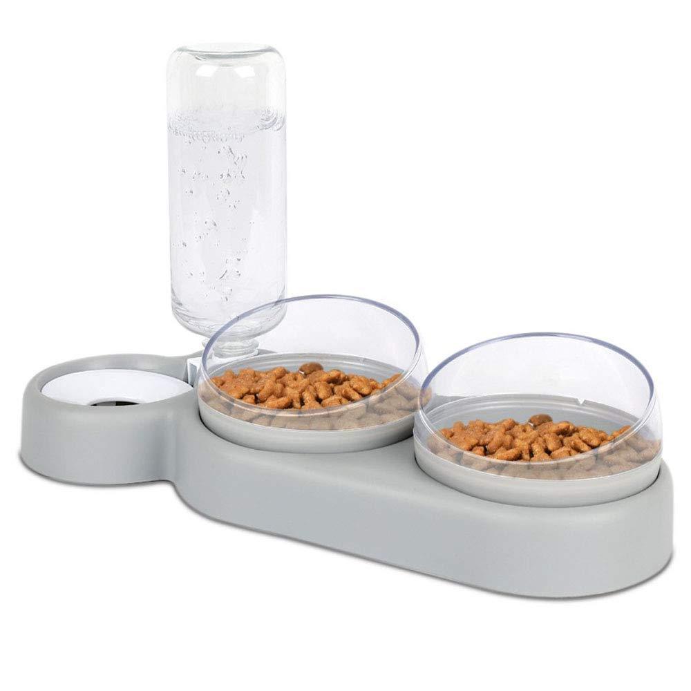 [Australia] - zxcvbn Three Dogs Cat Bowl Set，15°Tilt and 360°Rotatable Double Food Bowl，Double Bowl of Wet and Dry Food with Automatic Water Bottle Bowl，Small and Medium Dogs and Cats use 