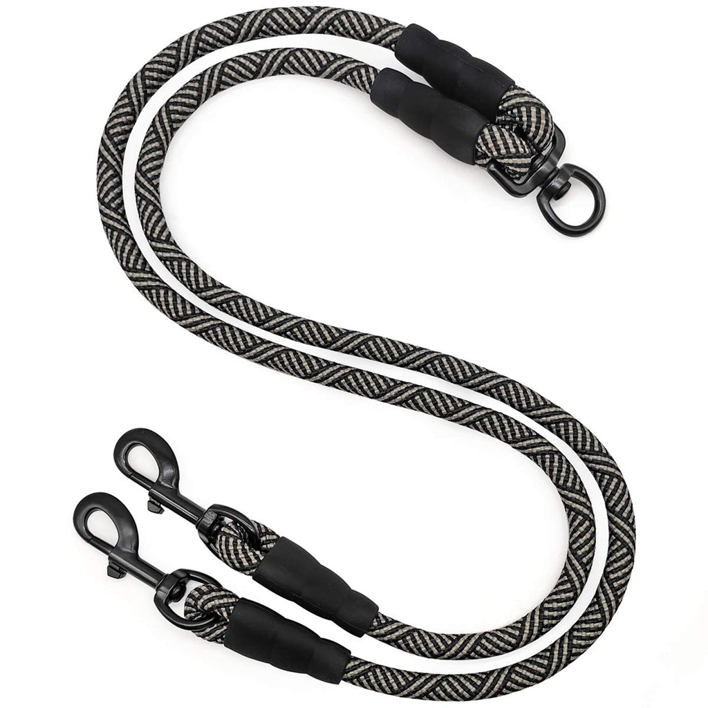 Mycicy Double Dog Leash Coupler, for Two Dogs, No Tangle 360° Swivel Rotation Dual Strong Lead , for Large Medium Small Puppy Dogs Small (1/3"D x 33"L) Black - PawsPlanet Australia