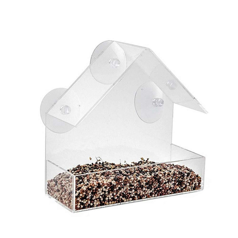 [Australia] - Dongua Clear Acrylic Bird Feeder with Suction Cups,Window Parrot Feeder Large House for Outside Wild Pet Product Feed Container Bird Supplies 