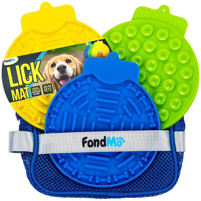 [Australia] - FondMo Lick Mat for Dogs, Dog Lick Pad 3PCS with A Storage Bag, Peanut Butter for Dogs for Bath and Shower, Slow Feeder Dog Licking Mat, Dog Anxiety Relief, Yogurt Plain, Lick Mat for Dog Nail Polish 