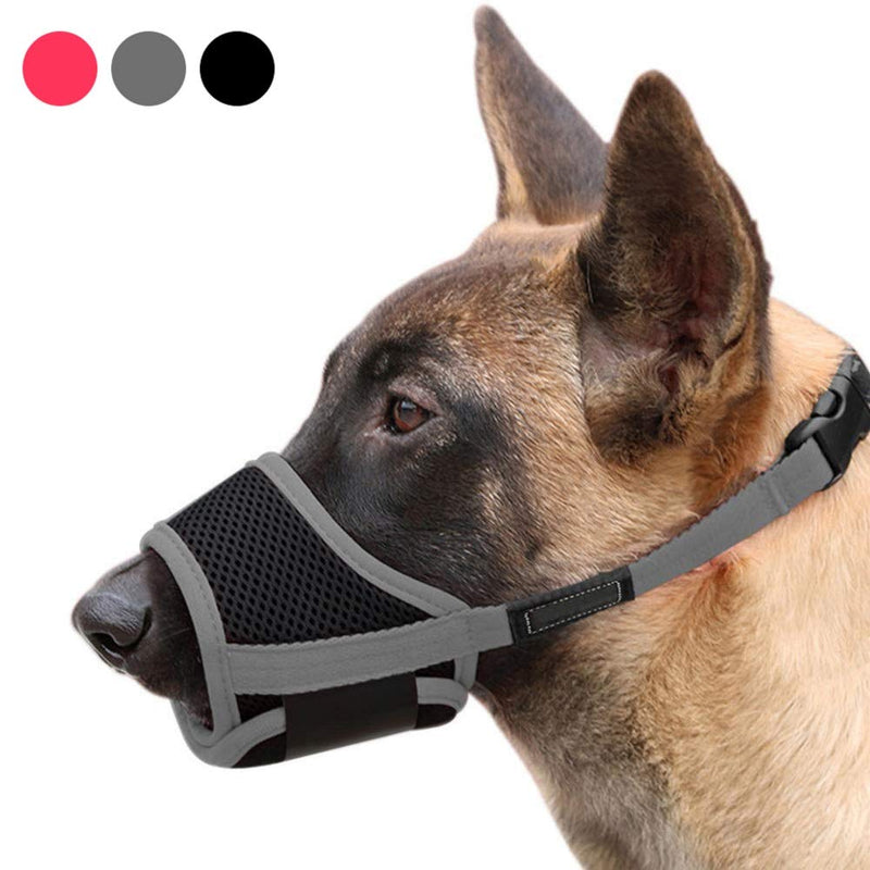 [Australia] - ABPF Dog Muzzles for Anti-Biting-Barking,Soft Nylon Mesh Breathable Pets Mouth Cover,with Adjustable Loop Strap,for Small/Medium/Large Dog Grey 