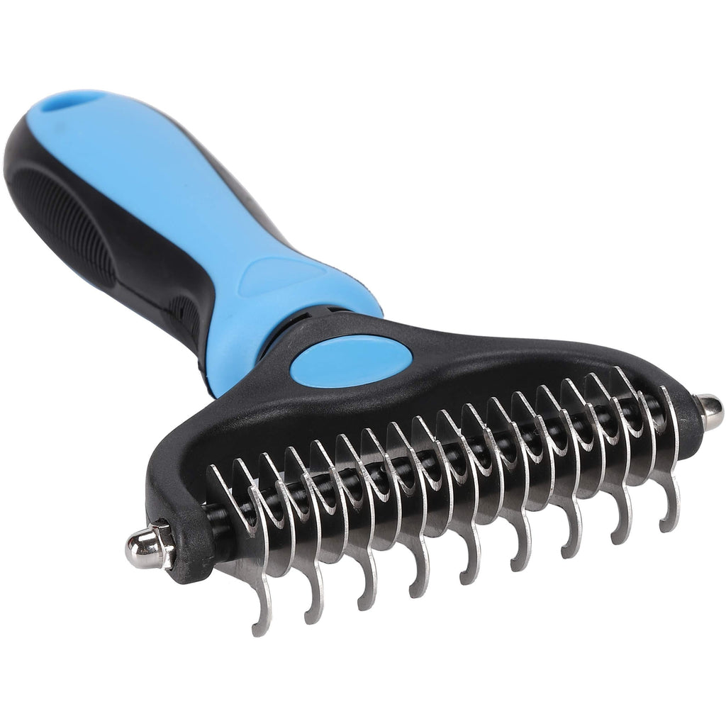 [Australia] - Nidawi Dog Grooming Brush and Deshedding Tool for Detangling Loose Hair and Undercoat, Helps Reduce Tangles, Shedding, and Mats in Long Fur, Gentle and Stress Free Blue 