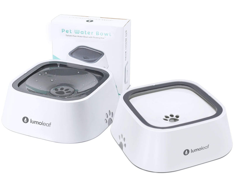 LumoLeaf No-Spill Pet Water Bowl Grey+White Companion - PawsPlanet Australia