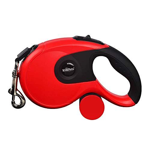 [Australia] - Retractable Dog Leash 16ft Heavy Duty Pet Walking Lead Leashes for Large Small Dog with Dispenser, Tangle Free One-Hand Brake Lock Red 