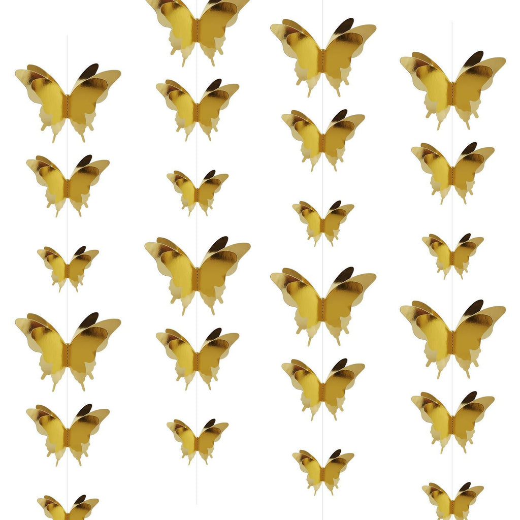 Cieovo 4 Pack Gold Butterfly Hanging Garland 3D Paper Bunting Banner for Wedding Baby Shower Bridal Shower Christmas Home Decoration Party Decorations - PawsPlanet Australia