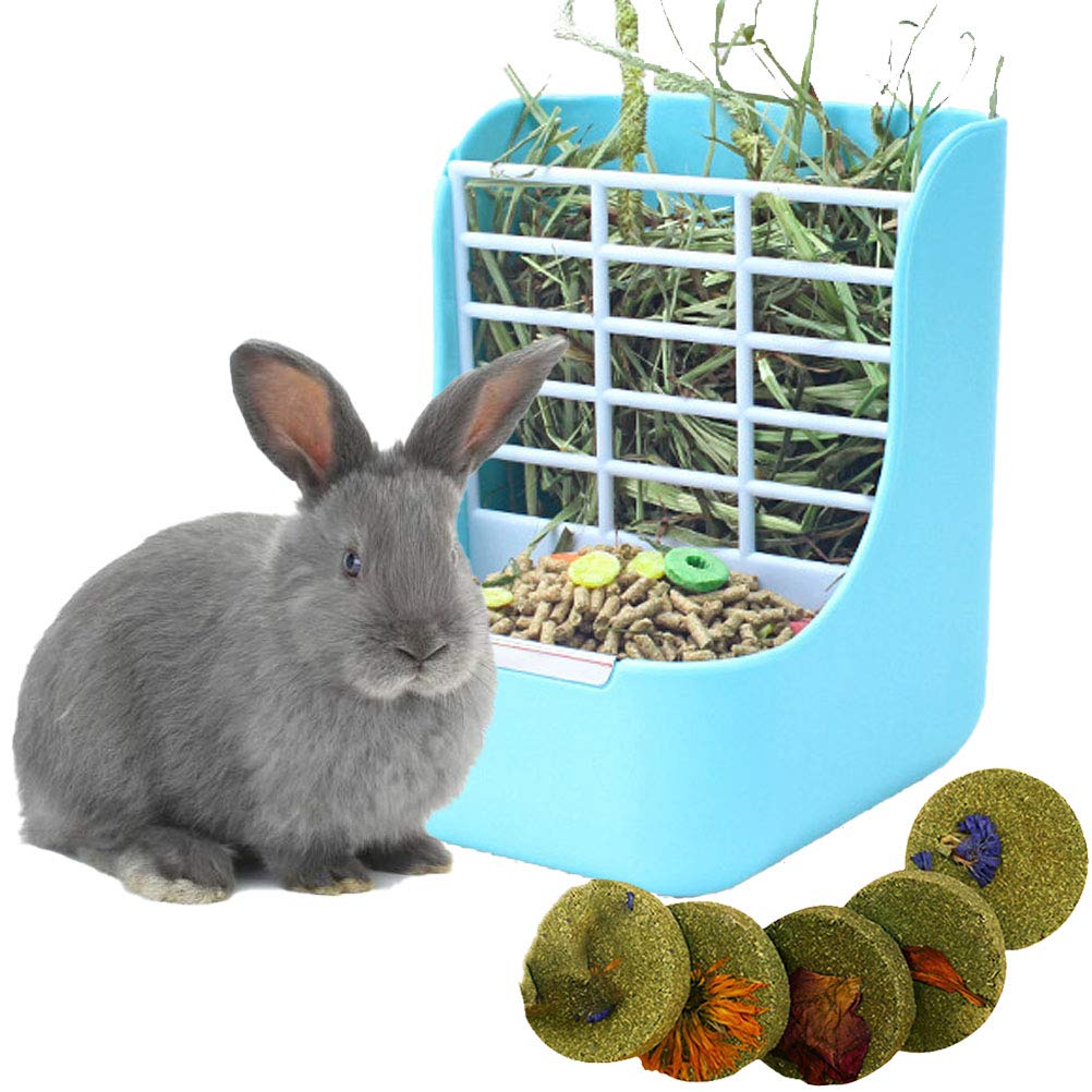 kathson Hay Food Bin Feeder, Rabbit Hay Feeder Hay and Food Feeder Bowls Manger Rack Pet Chew Toys Grass Cake for Bunny Guinea Pig Chinchilla Hamsters - PawsPlanet Australia