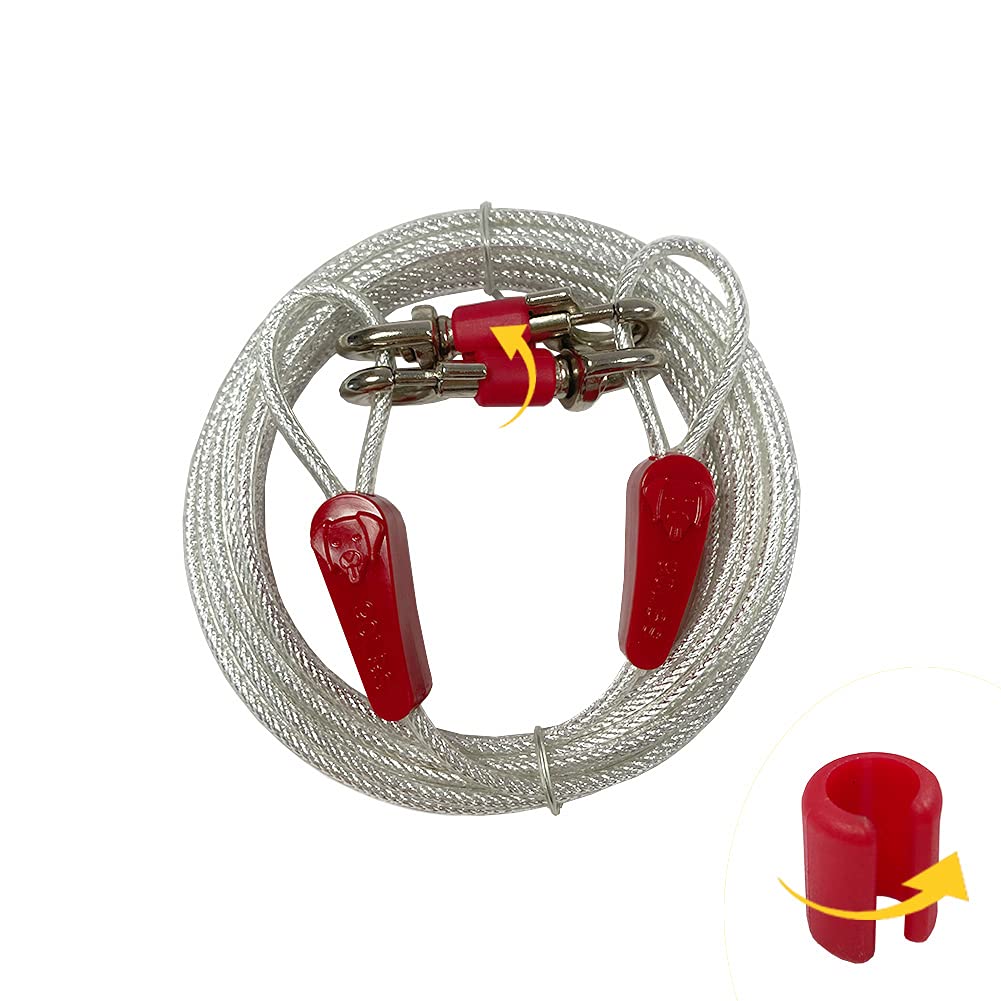 EVERBRIT Reflective Tie Out Cable for Dog, Different Size and Snap Safety Clip Choice Available 90LBS20FT red - PawsPlanet Australia