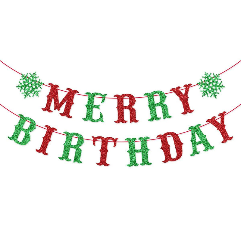 Merry Birthday Banner for Christmas Happy Birthday Party Decorations - PawsPlanet Australia