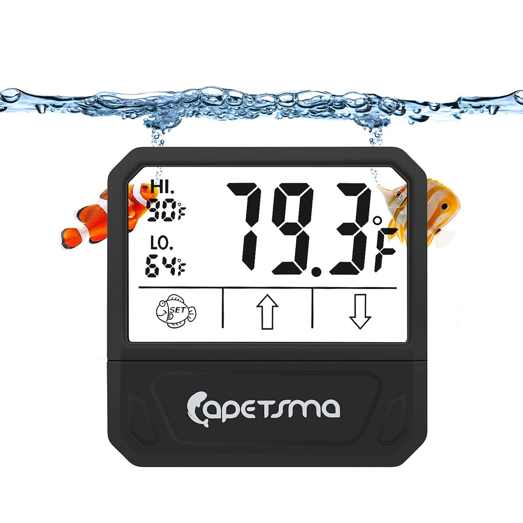 capetsma LCD Digital Aquarium Alarm Thermometer, Large Screen Transparent Fish Tank Thermometer, Always Monitoring Your Water Temperature - Fast & Accurate - No Messy Wires - PawsPlanet Australia