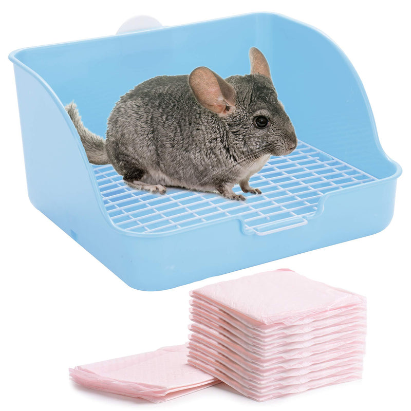 CalPalmy Large Rabbit Litter Box with Bonus Pads, Drawer, Corner Toilet Box and Bigger Pet Pan for Adult Guinea Pigs, Chinchilla, Ferret, Galesaur, Small Animals Medium Blue - PawsPlanet Australia