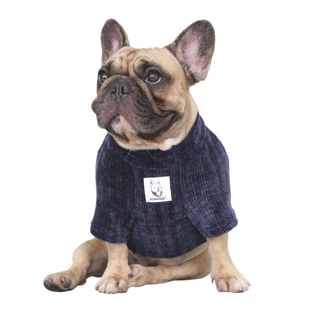 iChoue Pet Dog Winter Warm Sweater Clothes Turtleneck Pullover Medium Blue - PawsPlanet Australia