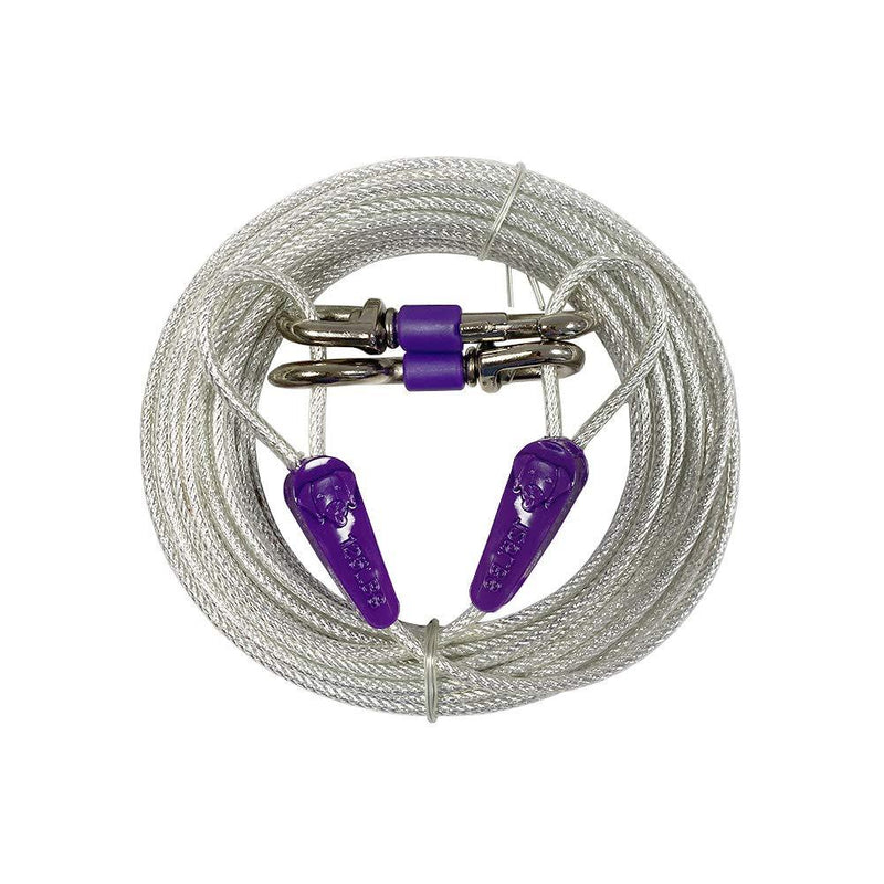 EVERBRIT Reflective Tie Out Cable for Dog, Different Size and Snap Safety Clip Choice Available 125LBS40FT purple - PawsPlanet Australia