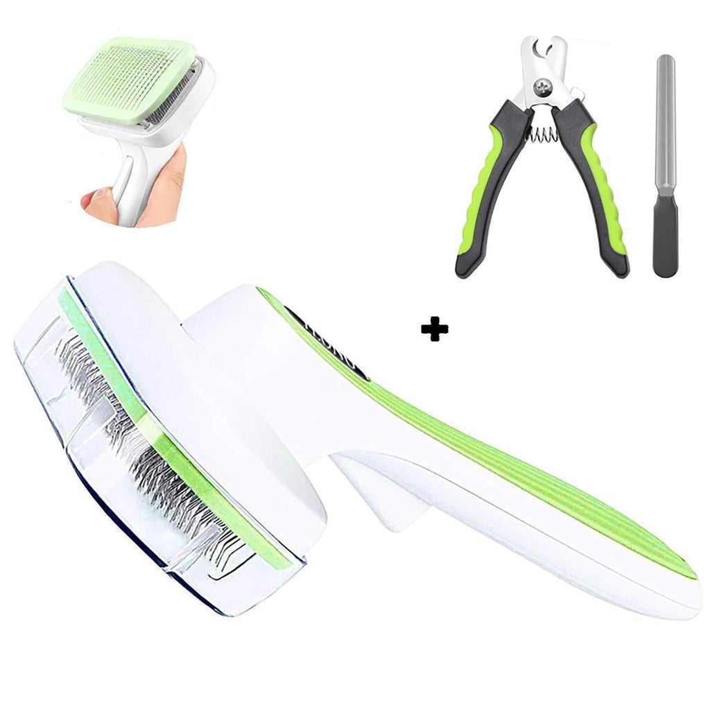 [Australia] - UHKZ Grooming Brushes Set-Self Cleaning Pet Slicker and Nail Clippres for Dogs and Cats with Long Short Hair.Easy to Clean Pet Grooming Brushes Tools for Shedding 