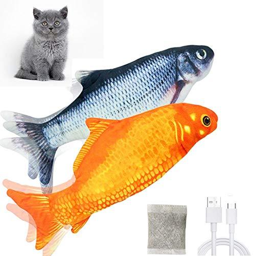 [Australia] - INNAPER Electric Flopping Fish Cat Toy,2 Pack 11" Realistic Interactive Floppy Fish, USB Chargeable Wiggle Fish Catnip Toys,Wiggle Plush Simulation Motion Toy for Kitten,Kitty,Indoor Cats 