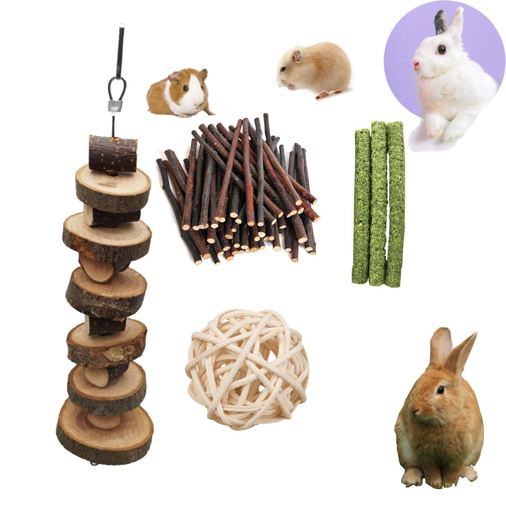 [Australia] - PD Small Animal Chew Toys, Bunny Molar Toy for Teeth Natural Apple Wood Chips, Animal Snacks Chew Toys for Rabbits Chinchilla Hamsters Guinea Pigs Gerbils Groundhog Squirrels 3 pcs 