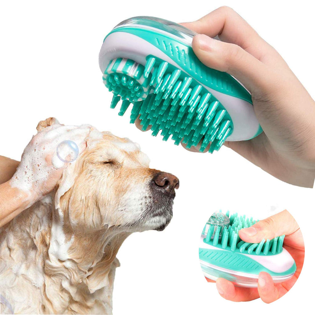 [Australia] - Oupada 2 in 1 Pet Brush Bath Massage Brush,Shampoo Dispenser for Pet Grooming,Deshedding Soft Silicone Bristles Perfect for Washing,Massaging Hair,Remove Loose Fur 