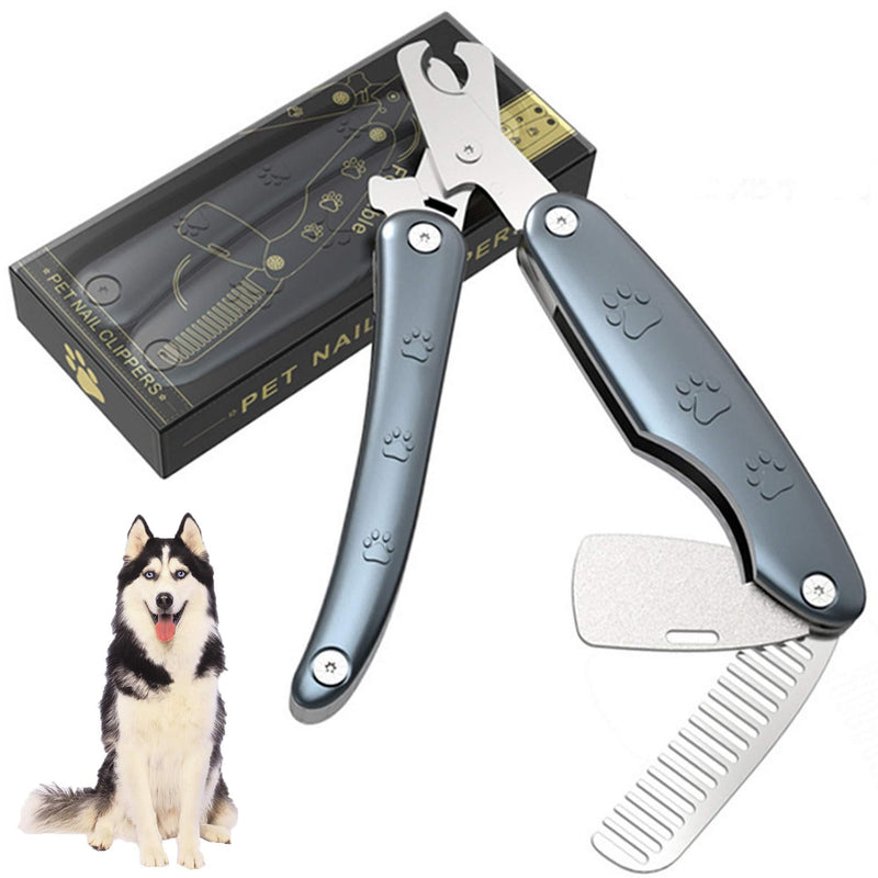 [Australia] - KUSSONLI Pet Nail Clippers and Trimmers-Multifunctional Foldable Type with Safety Guards to Avoid Excessive Cutting, Built-in Nail File and Comb,Stylish Appearance,Professional Grooming Tool. 