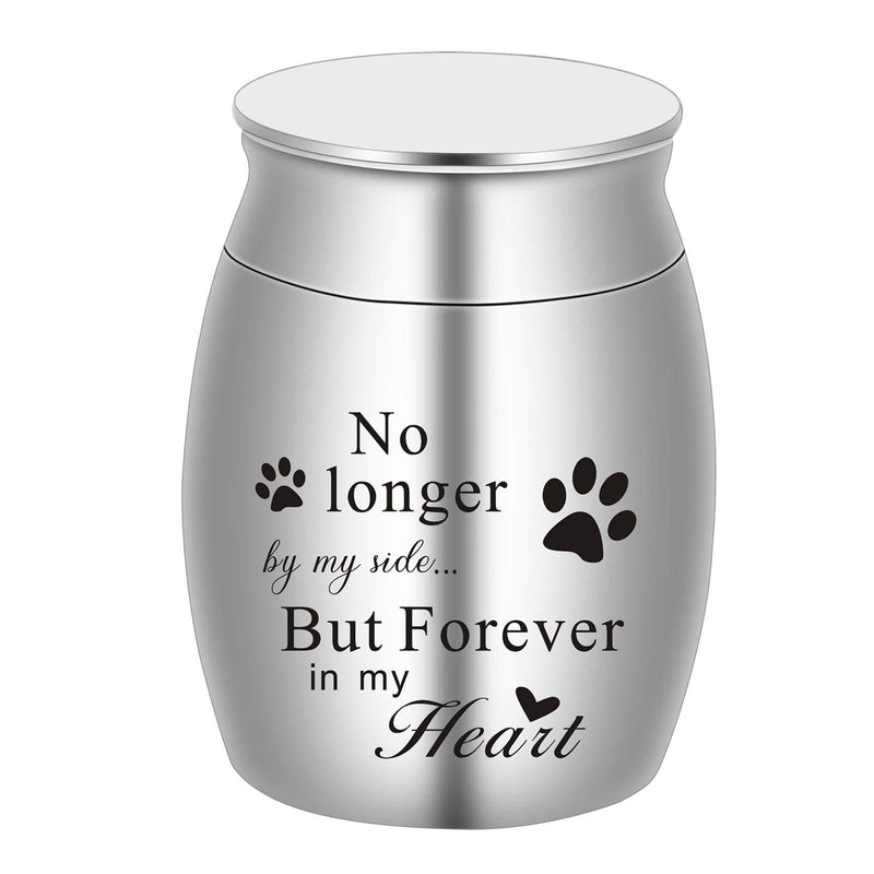 BGAFLOVE Mini Keepsake Urns for Pets Ashes Small Cremation Urns for Cats and Dogs Ashes Paw Prints Pet Urn Stainless Steel Memorial Ashes Holder - No Longer by My Side, But Forever in My Heart Silver - PawsPlanet Australia