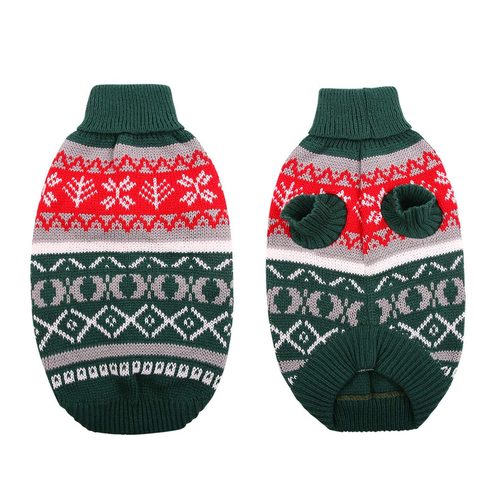 [Australia] - Queenmore Turtleneck Dog Sweater, Warm Dog Christmas Sweater, Knitted Dog Clothes for Small, Medium Dogs X-Small Green 