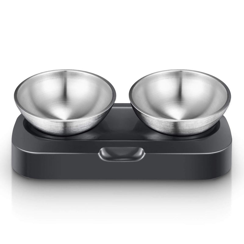 [Australia] - Elevated Cat Bowl, Cat and Small Dog Food Bowl Stand, 15° Tilted Raised Cat Food and Water Bowls, 2 Stainless Steel Cat Food Bowls, Non Slip No Spill, Healthy Eating Posture and Ergonomics for Pets 