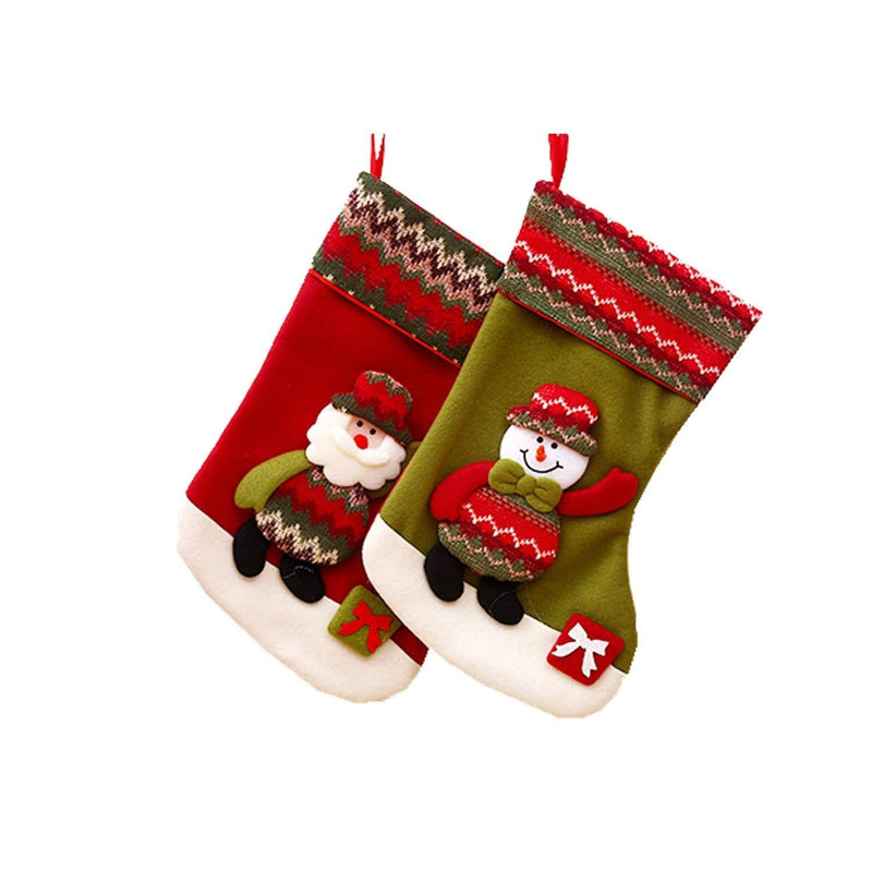 Christmas Stockings, Big Size 2 Pcs 18" Classic Christmas Stocking Santa Snowman Reindeer Xmas Character for Party Decoration - PawsPlanet Australia