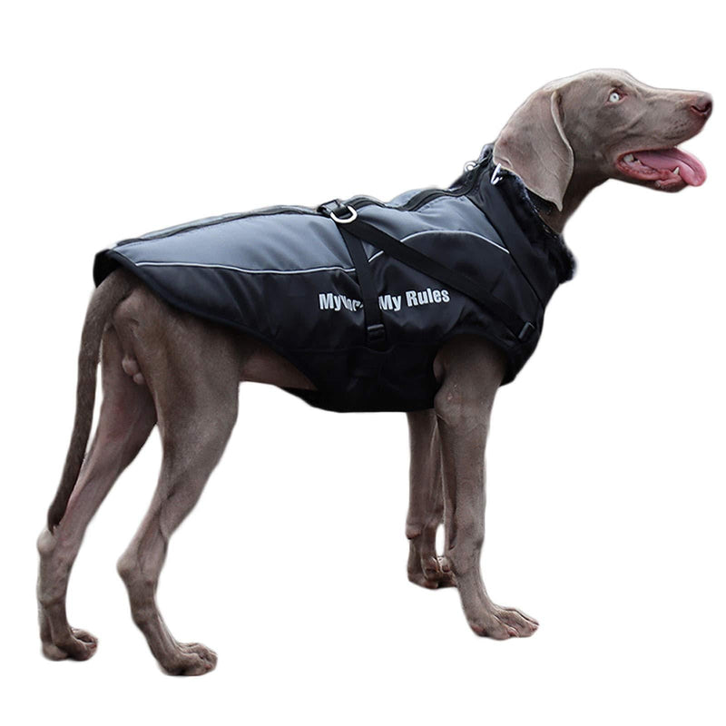 [Australia] - Domkim Dog Coats for Winter Windproof Waterproof Dog Jackets with Harness for Cold Weather Warm Reflective Dog Vest with Fur Collar for Medium Large Dogs XL Grey 
