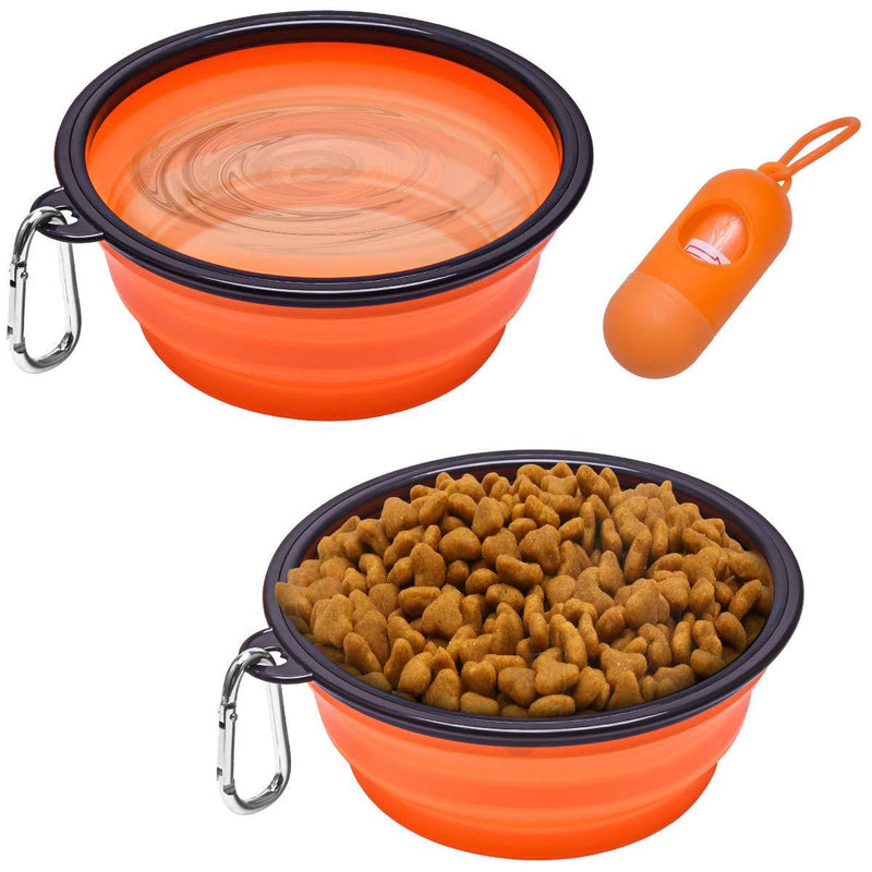 [Australia] - Feeko Collapsible Dog Bowls for Travel, 2 Pack Silicone Foldable Expandable Portable Dog Bowl for Dog/Cat Food Water Feeding, Pet Feeding Cup Dish for Traveling with Carabiners Large 