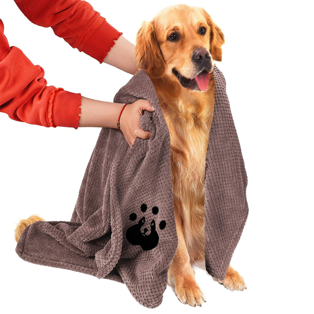 NLUJGYAV Dog Towel Super Absorbent Large Microfiber Embroidered Fast Dry Soft Dog Drying Towels for Large Medium Small Dogs Pet Cat Bathing Travel Beach Swimming Bath Towel Machine Washable 27.5"*55" - PawsPlanet Australia