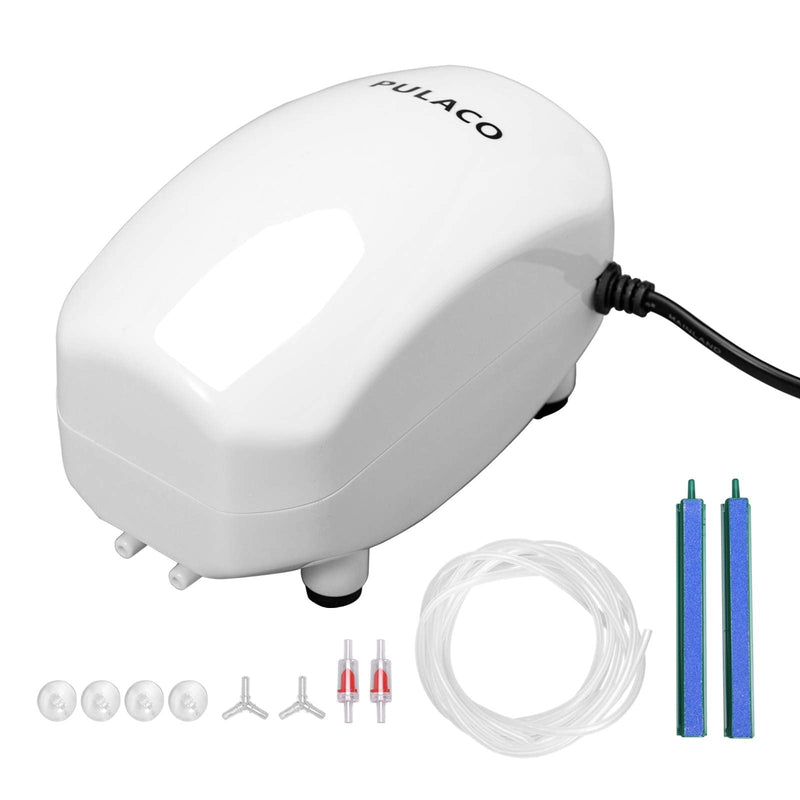 PULACO 210 GPH Ultra Quiet Aquarium Air Pump Dual Outlet , Fish Tank Aerator Pump with Accessories, Under 300 Gallon Fish Tanks - PawsPlanet Australia