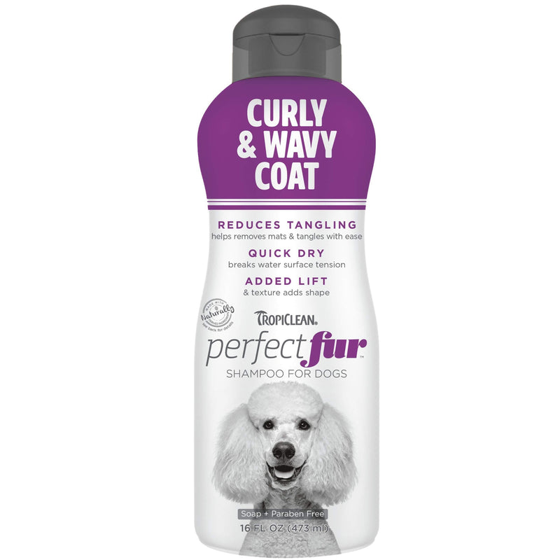 TropiClean PerfectFur Curly & Wavy Coat Shampoo for Dogs, 16oz - Made in USA - Naturally Derived - Curly & Wavy Coat Formula - Detangling & Dematting on Thick Fur & Wiry Breeds Like Poodles & Bichons - PawsPlanet Australia