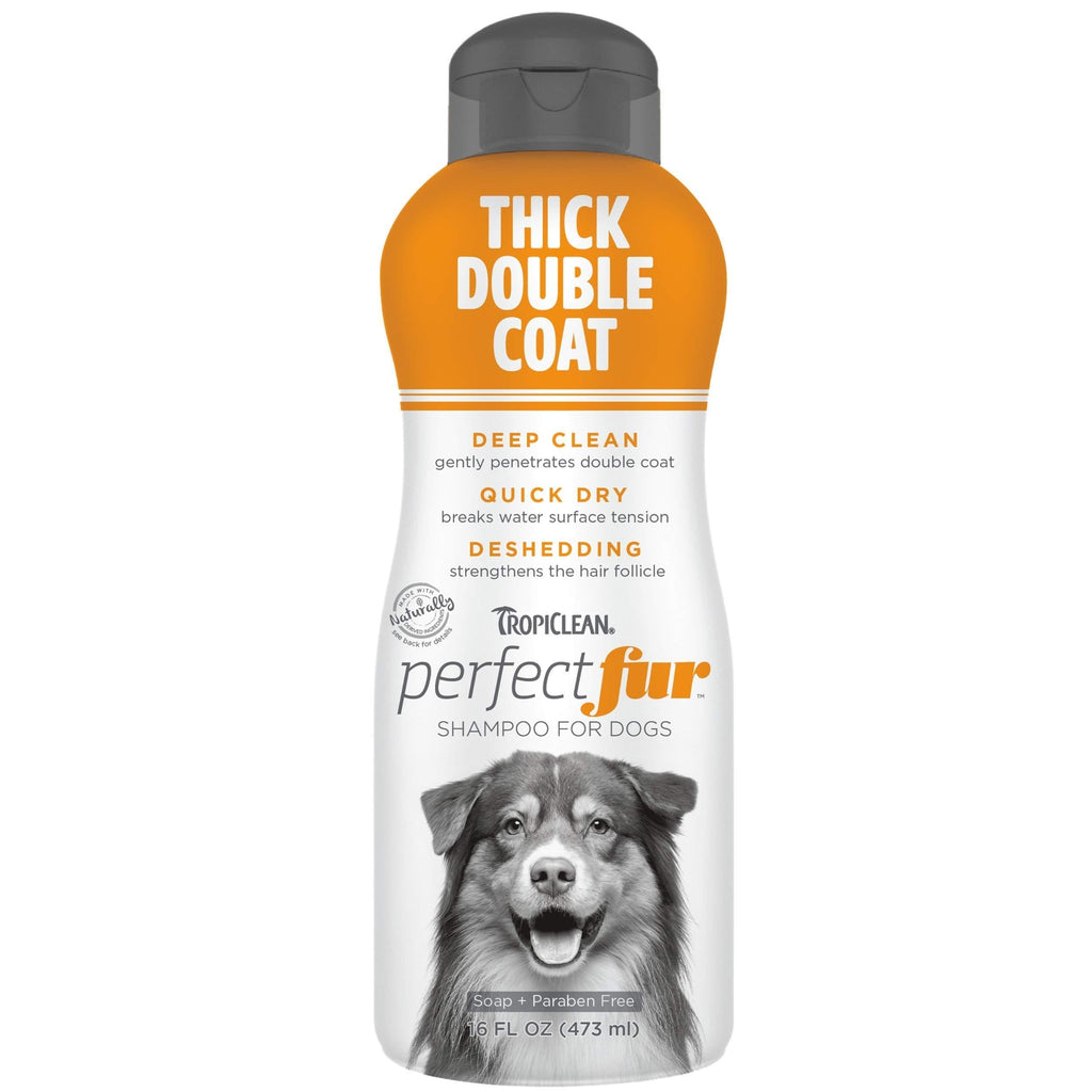 TropiClean PerfectFur Thick Double Coat Shampoo for Dogs, 16oz - Made in USA - Naturally Derived - Thick Double Coat with Deshedding Control Formula for Breeds Like Australian Shepherds & Huskies - PawsPlanet Australia