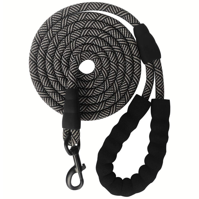 [Australia] - YUCFOREN 5FT/7FT/8FT/10FT Heavy Duty Rope Dog Leash, 1/2" Diam Strong Climbing Nylon Medium Large Dog Leash with Soft Padded Handle – for Outdoor Pets Walking Playing Exploring 5’ x 1/2" Black 