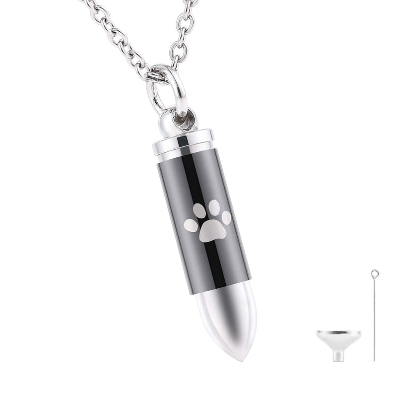 [Australia] - Dog Paw Pet Cremation Urn Necklace in Stainless Steel, Pet Urn Necklace, Dog Cat Paw Print Necklace for Ashes, Loss of Dog Gift, Urn for Pet Loss, Memorial Keepsake Jewelry 