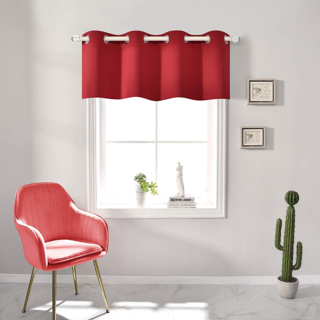 Red Blackout Valances for Windows Treatment 18 Inch Length Solid Thermal Insulated Grommet Top for Bedroom and Bathroom Curtains Valance for Small Windows 1 Panel 52X18 Inch Red - PawsPlanet Australia