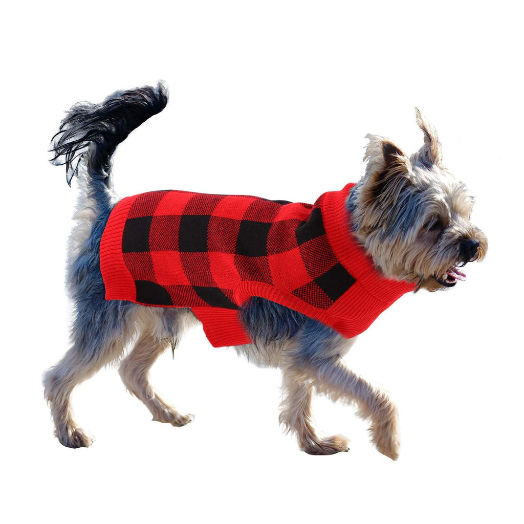 [Australia] - ASENKU Dog Sweater, Pet Turtleneck Sweater for Small Medium Large Dogs, Winter Warm Pet Christmas Sweater with Leash Hole XS: Chest: 9.4''-12.9'' Red 