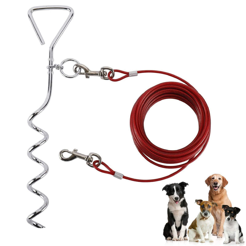 Kingwora Dog Tie Out Cable and Stake,Dog Yard Leash and Stake 16 Ft,Rust- Proof Training Tether for Small to Large Dogs, Great for Outside Camping/Garden/Yard and Outdoor Activities - PawsPlanet Australia
