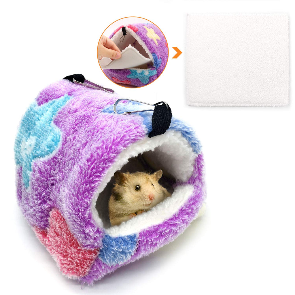 Warm Hamster Bed with Mat for Small Animal Pet, Mini Rat Hamster Plush House Bed Hut Nest Bed Mini House Cave Bed Cozy House Hideout(S) - PawsPlanet Australia