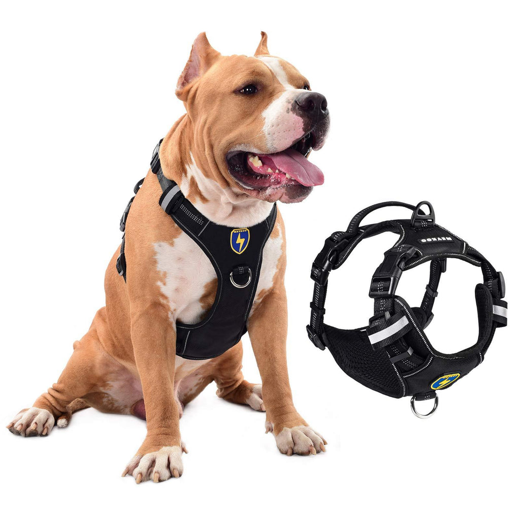 [Australia] - MeyKoo Dog Harness No Pull Soft Breathable,Easy Put on &Off No Choke Control Training Handle Outdoor Walk Joyride,Adjustable Reflective Padded Leash Vest Harness for Small Medium Large Dogs S Black 