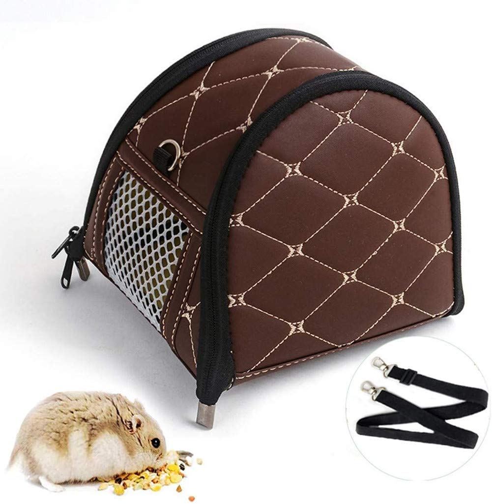 Petneer Guinea Pig Carrier, Small Animal Carrier Bag, Detachable Strap Scratch Pressure Proof Breathable Mesh Leather Travel Bag for Hedgehogs, Chinchilla, Hamster, Sugar Glider and Etc - PawsPlanet Australia